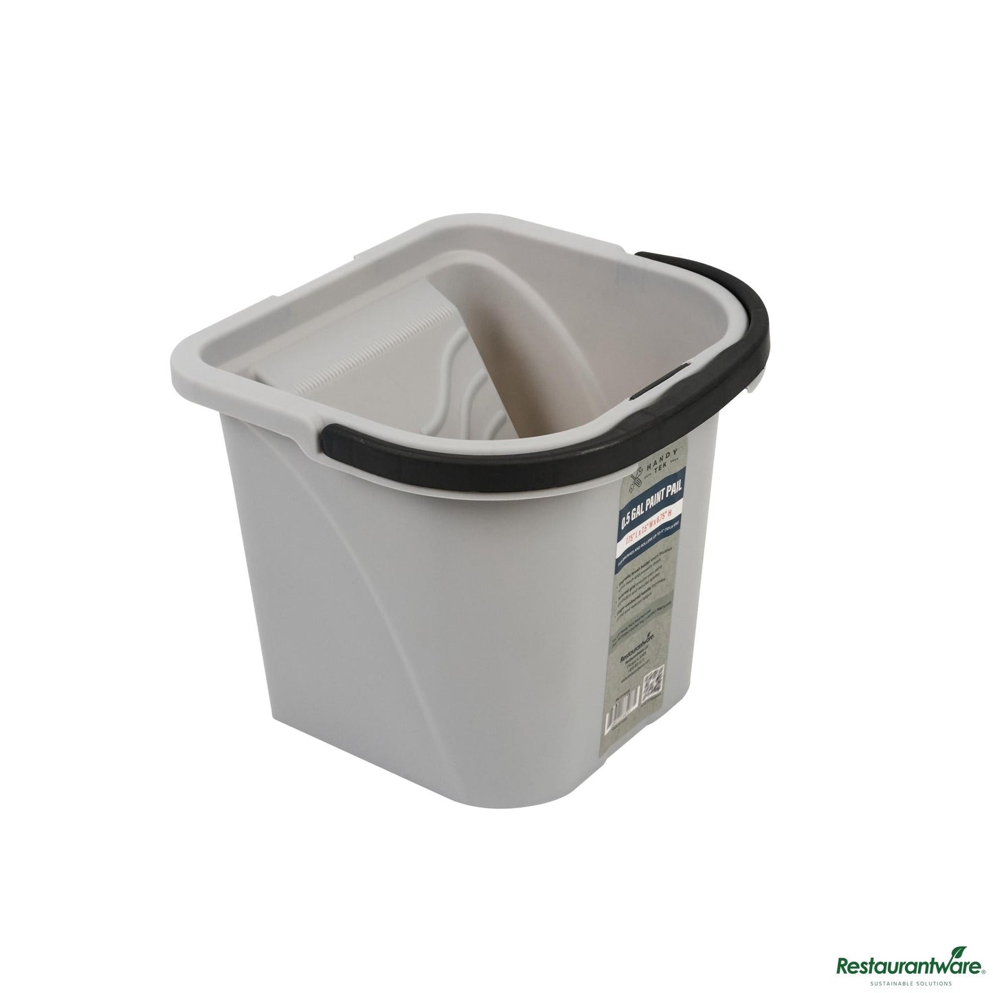 Wholesale Restaurantware 0.5 Gal Gray Plastic Paint Pail - with Magnetic Brush Holder - 7.8" X 7.5" X 6.7"- Bulk
