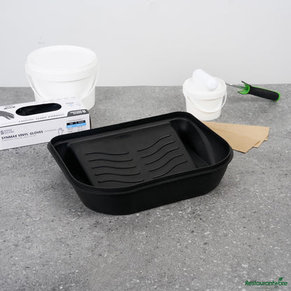Wholesale Restaurantware 5 Qt Black Plastic Paint Tray / Pail Lid - Fits 3.5 Gal Paint Pail - 14.8" X 11.9" X 3.1"- Bulk