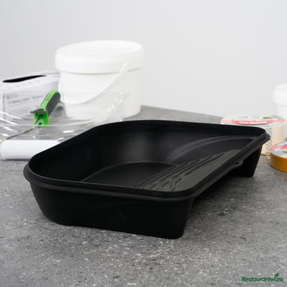 Wholesale Restaurantware 5 Qt Black Plastic Paint Tray / Pail Lid - Fits 3.5 Gal Paint Pail - 14.8" X 11.9" X 3.1"- Bulk