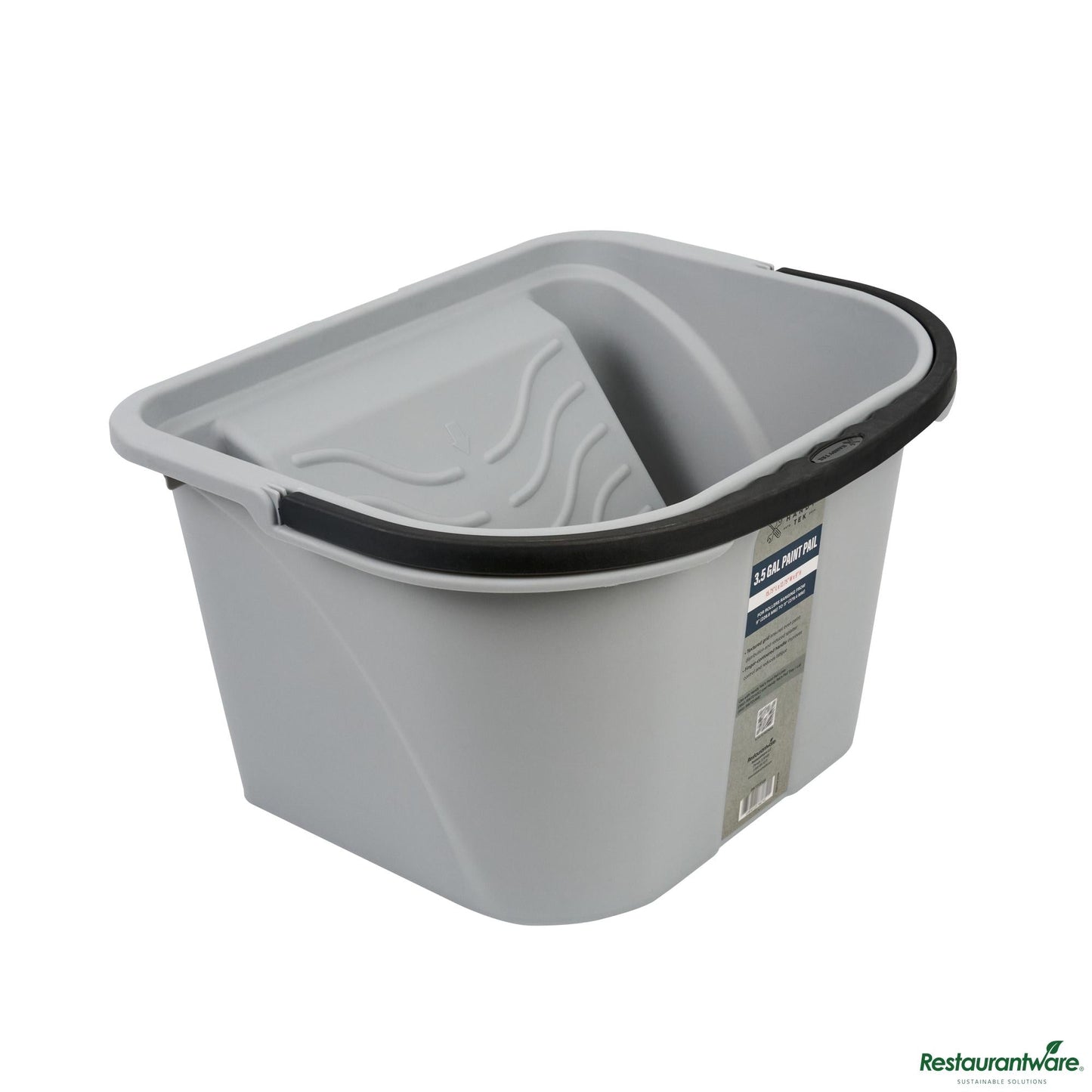 Wholesale Restaurantware 3.5 Gal Gray Plastic Paint Pail - 15.8" X 12.8" X 9.1"- Bulk