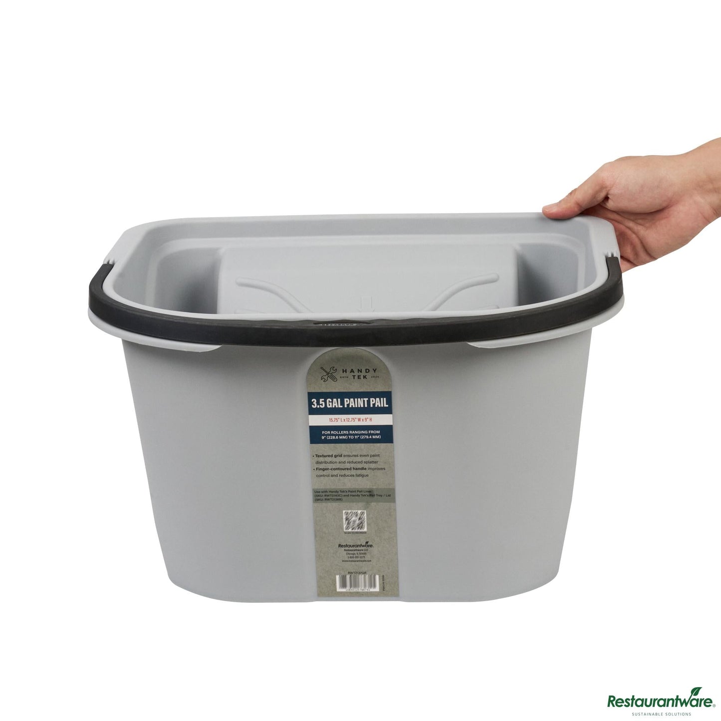 Wholesale Restaurantware 3.5 Gal Gray Plastic Paint Pail - 15.8" X 12.8" X 9.1"- Bulk