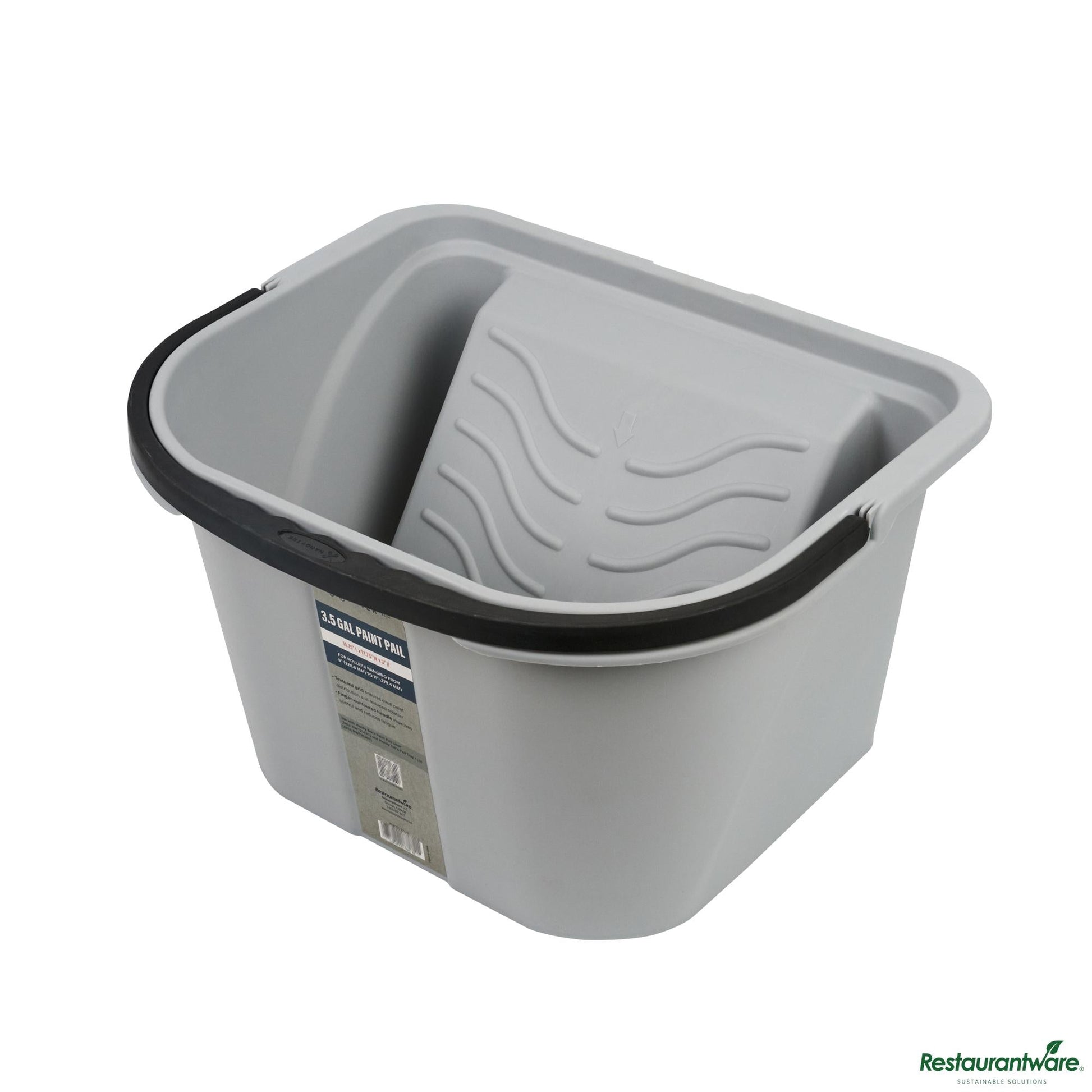 Wholesale Restaurantware 3.5 Gal Gray Plastic Paint Pail - 15.8" X 12.8" X 9.1"- Bulk