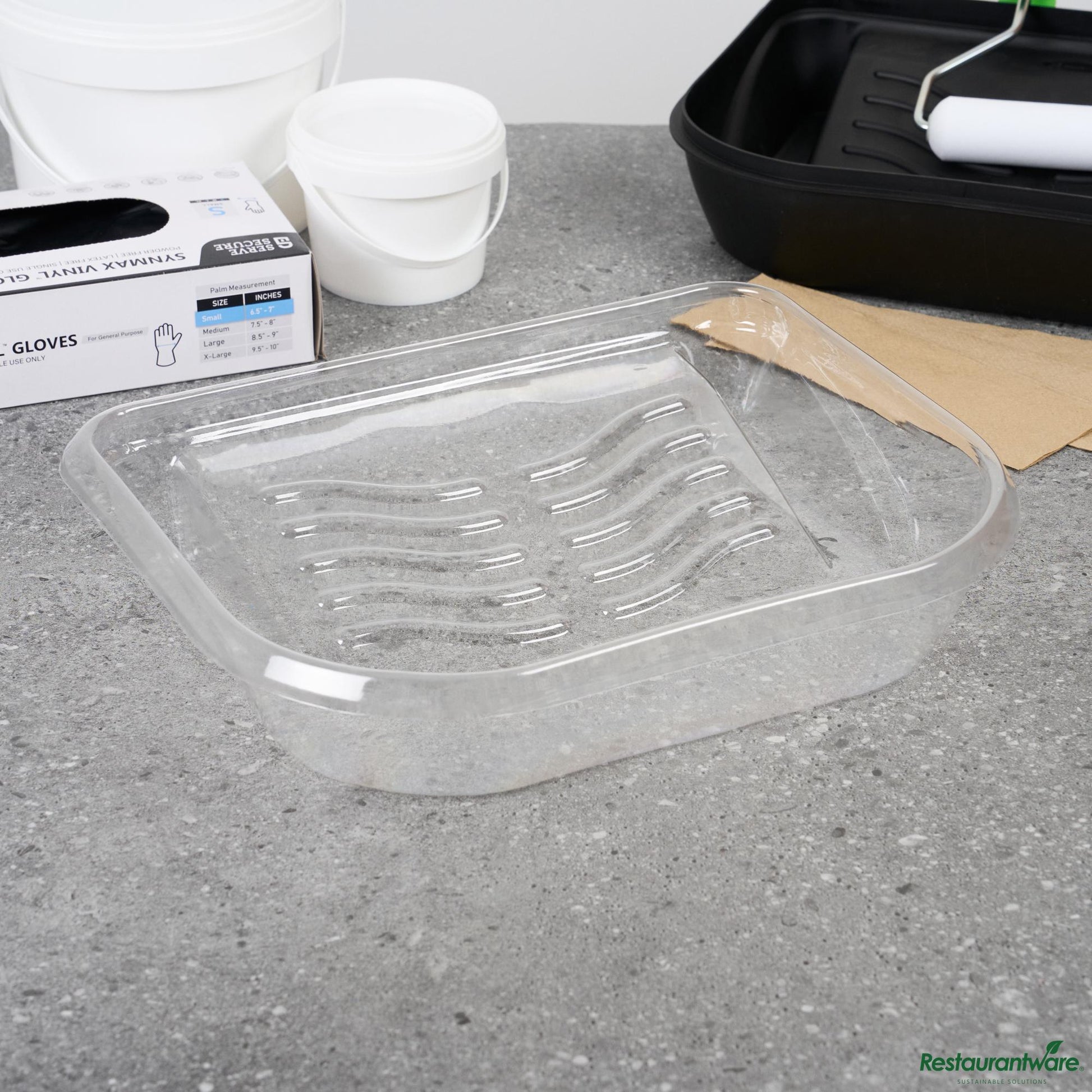 Wholesale Restaurantware Clear Plastic Paint Tray Liner - Fits 5 Qt Paint Tray / Pail Lid - 14" X 11.2" X 3"- Bulk