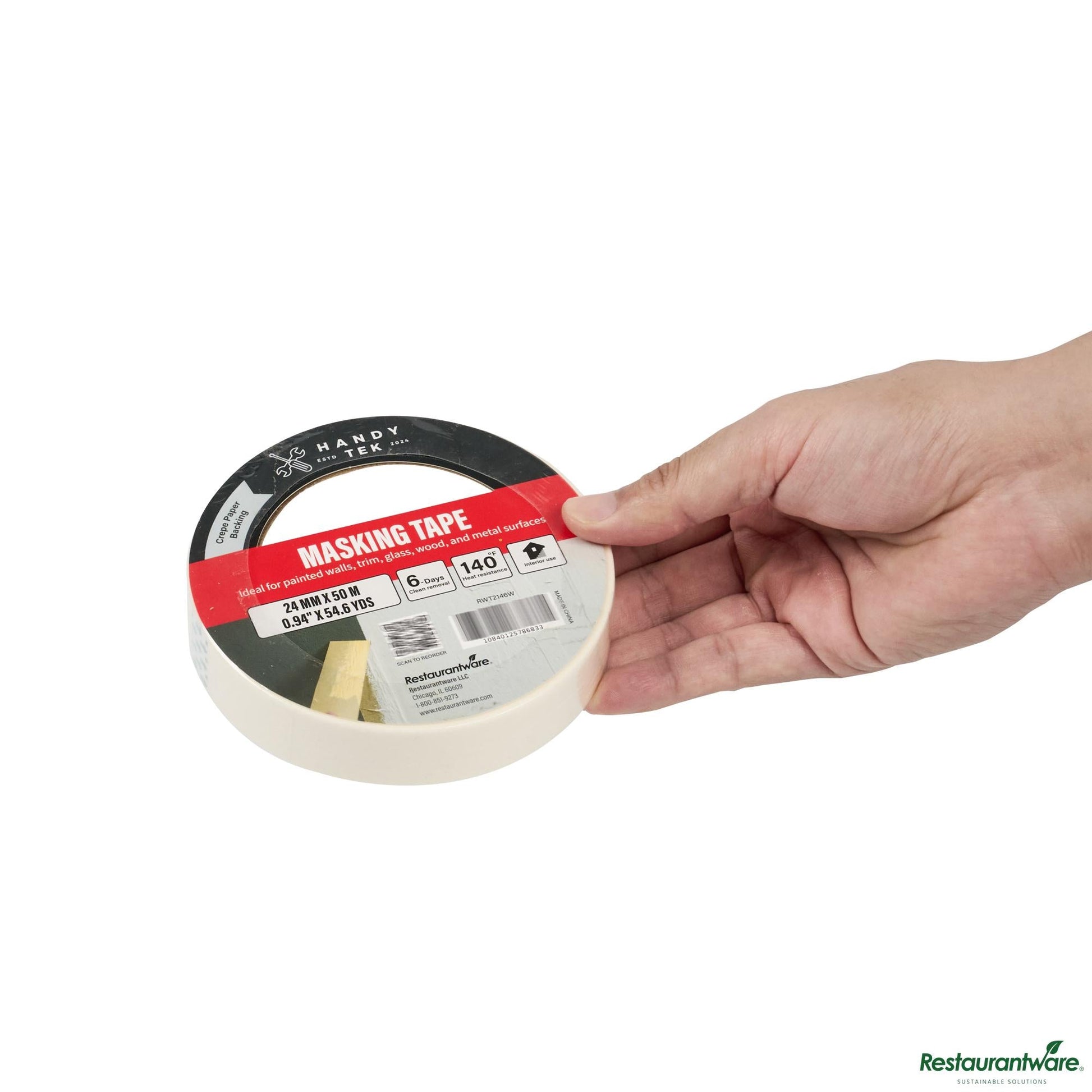 Wholesale Restaurantware White Masking Tape Roll - 4.6" X 4.6" X 1"- Bulk