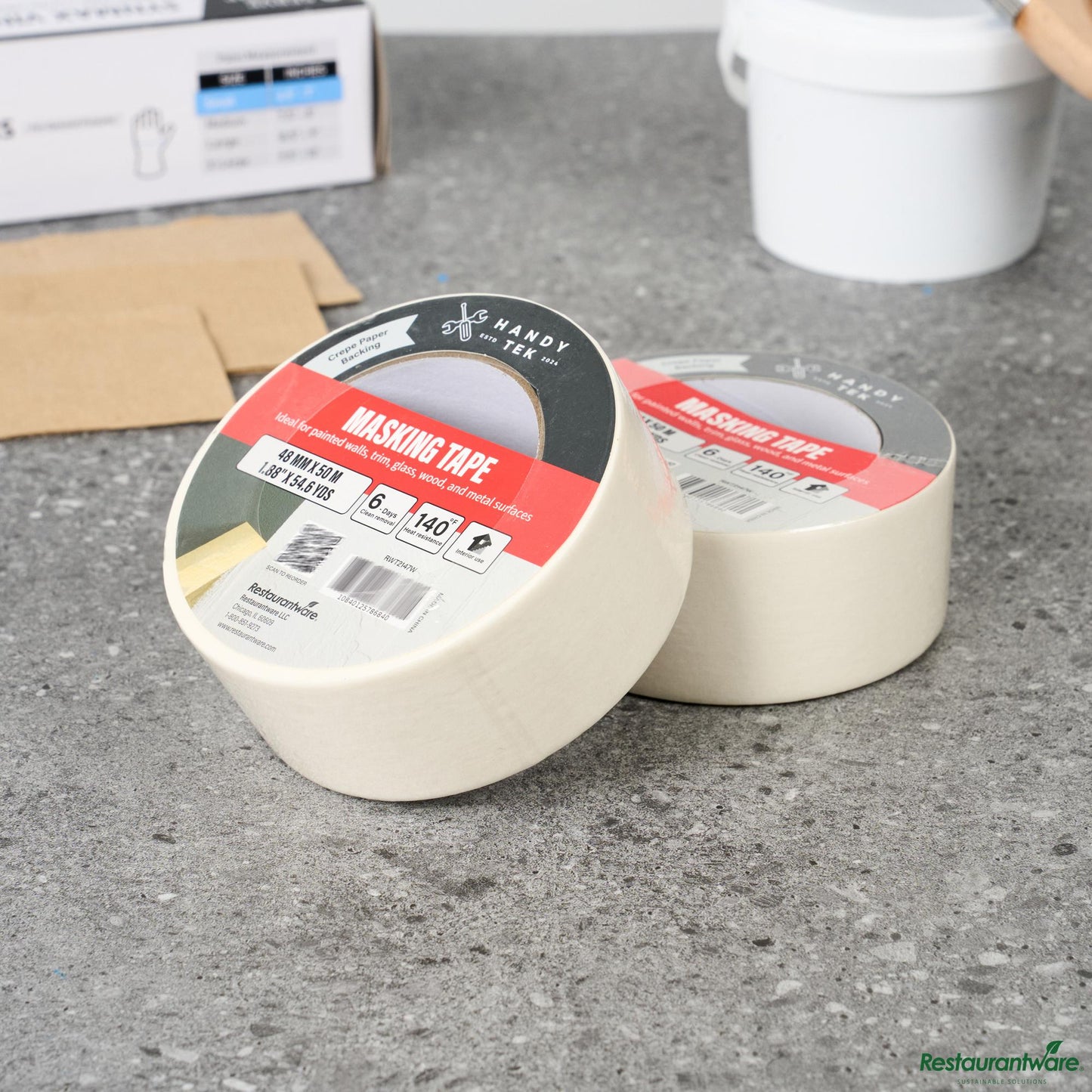 Wholesale Restaurantware White Masking Tape Roll - 4.6" X 4.6" X 1.9"- Bulk