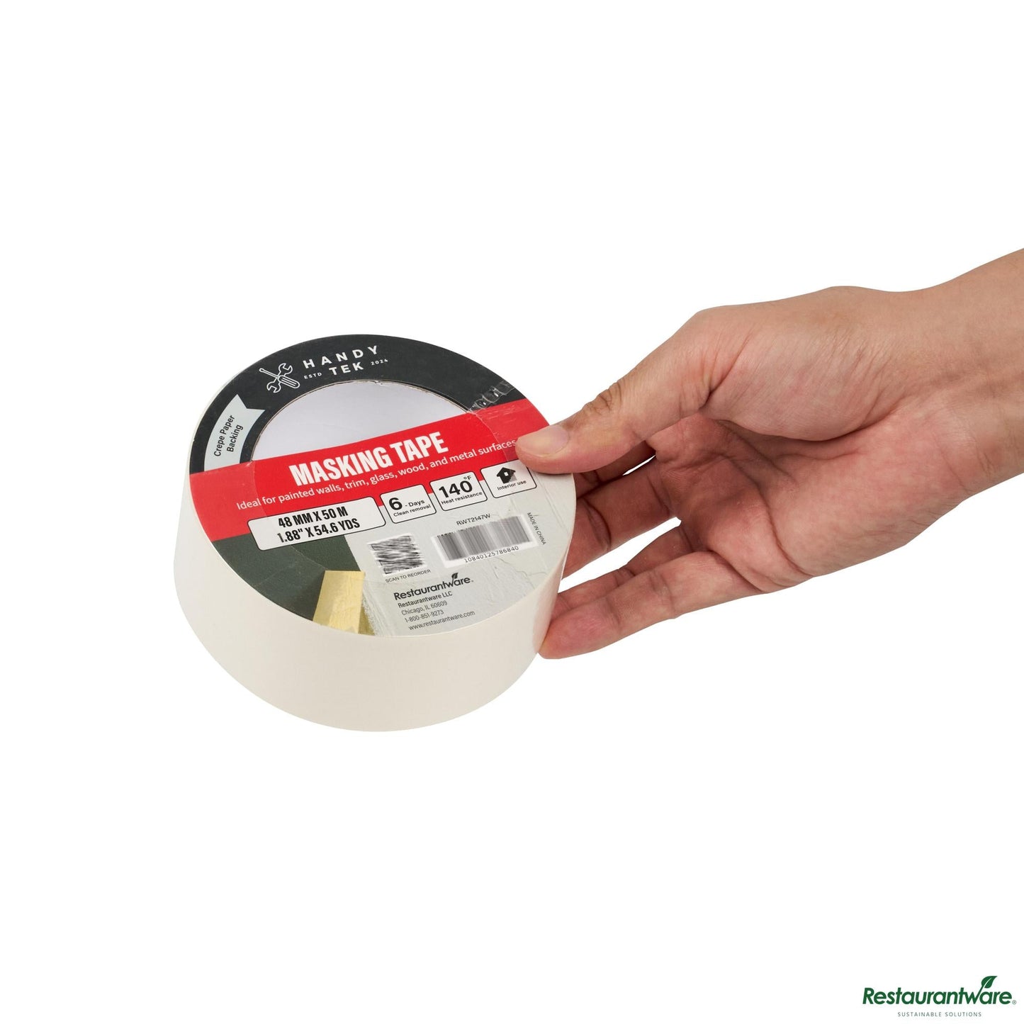Wholesale Restaurantware White Masking Tape Roll - 4.6" X 4.6" X 1.9"- Bulk