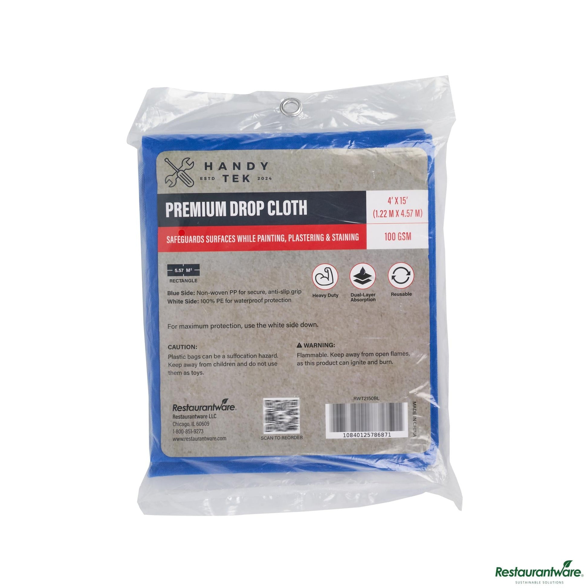 Wholesale Restaurantware Blue Plastic Drop Cloth - 48" X 179.9" X 0.02"- Bulk