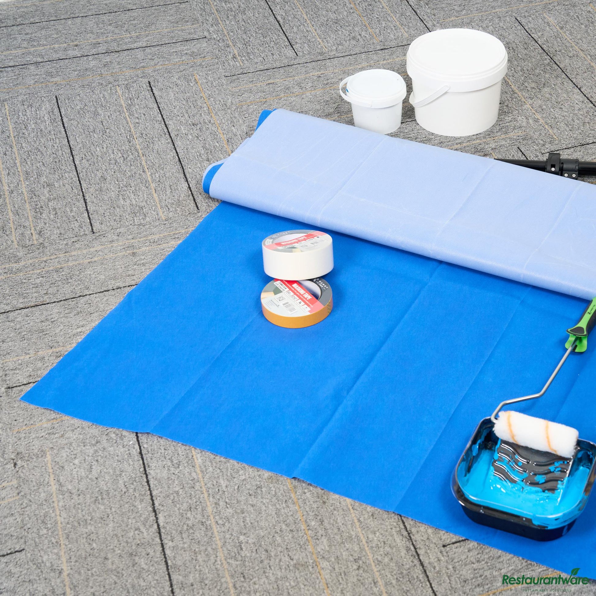 Wholesale Restaurantware Blue Plastic Drop Cloth - 48" X 179.9" X 0.02"- Bulk