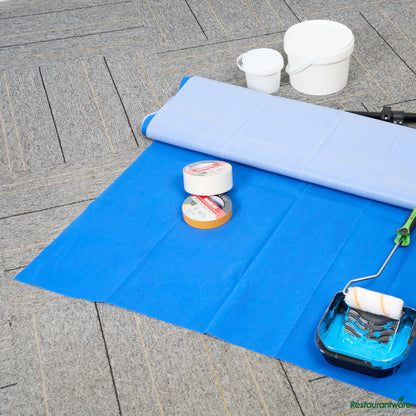 Wholesale Restaurantware Blue Plastic Drop Cloth - 48" X 179.9" X 0.02"- Bulk