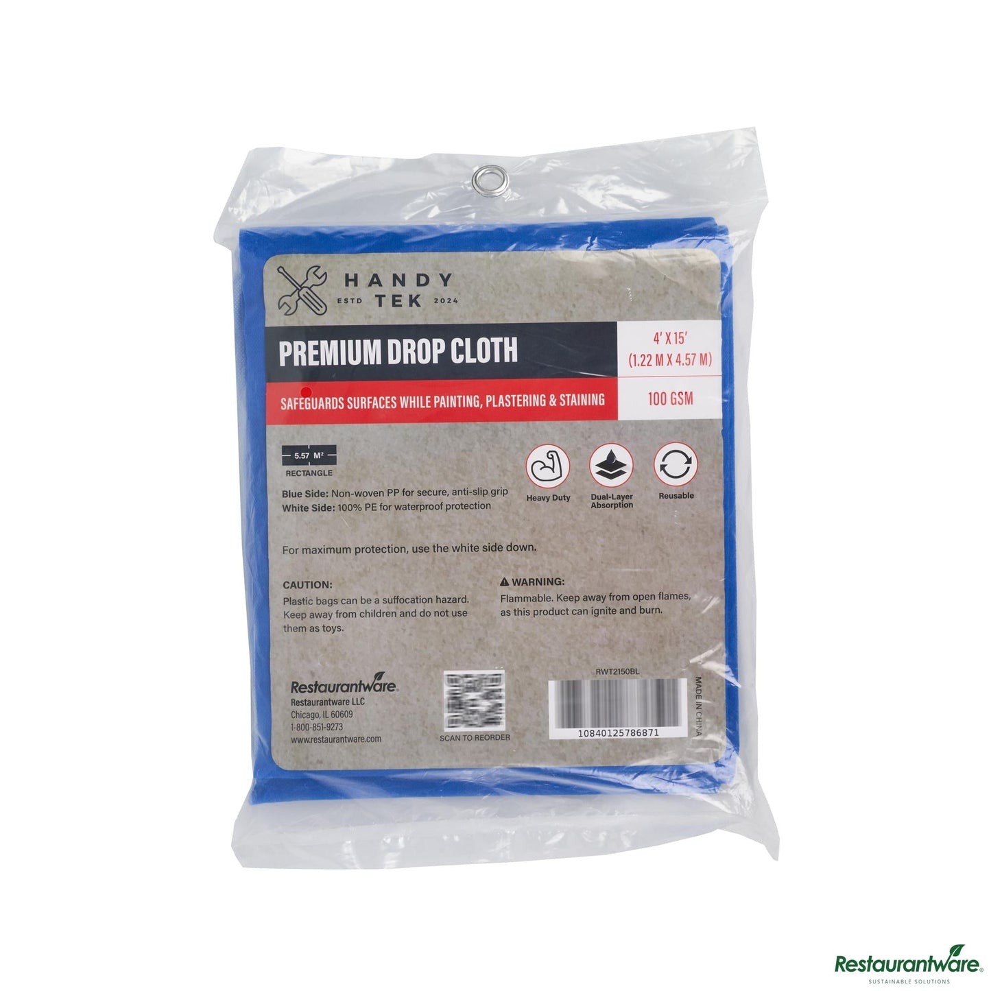 Wholesale Restaurantware Blue Plastic Drop Cloth - 48" X 179.9" X 0.02"- Bulk