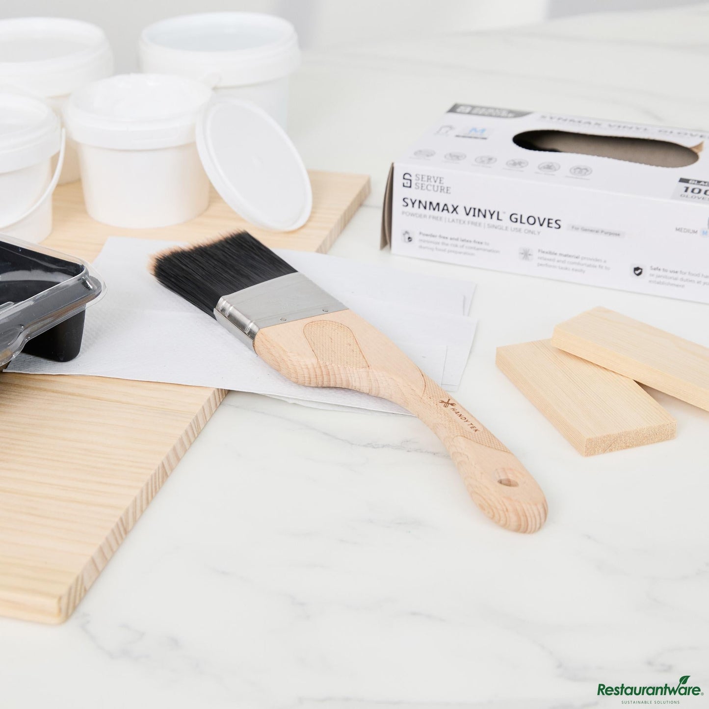Wholesale Restaurantware Pbt / Nylon Paint Brush - Angled, Ergonomic Handle - 12.5" X 2.6" X 0.7"- Bulk