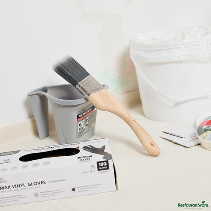 Wholesale Restaurantware Nylon / Polyester Paint Brush - Angled, Soft Tip, Ergonomic Handle - 12.6" X 2.6" X 0.7"- Bulk