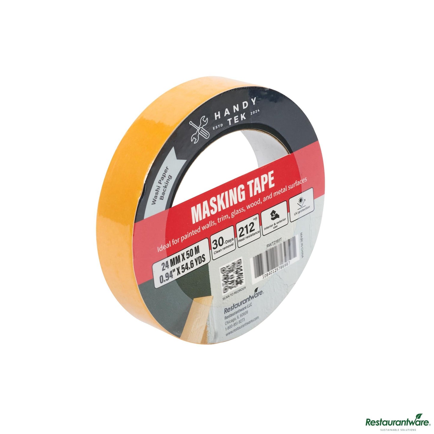 Wholesale Restaurantware Orange Rice Paper Masking Tape Roll - 4.5" X 4.5" X 1"- Bulk