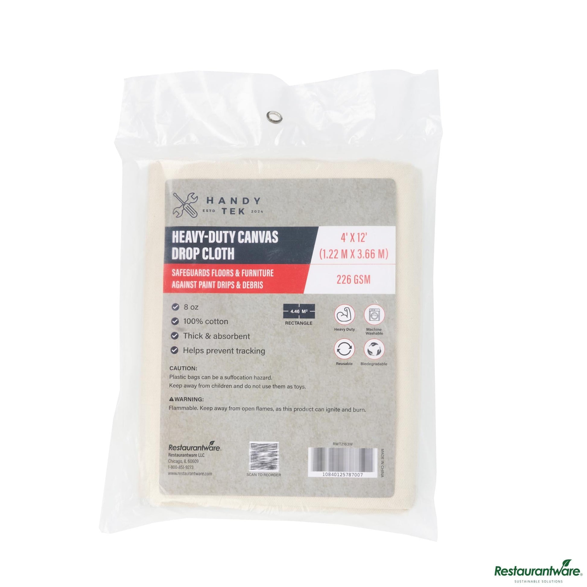 Wholesale Restaurantware White Cotton Canvas Drop Cloth - Heavy Weight - 48" X 144.1" X 0"- Bulk