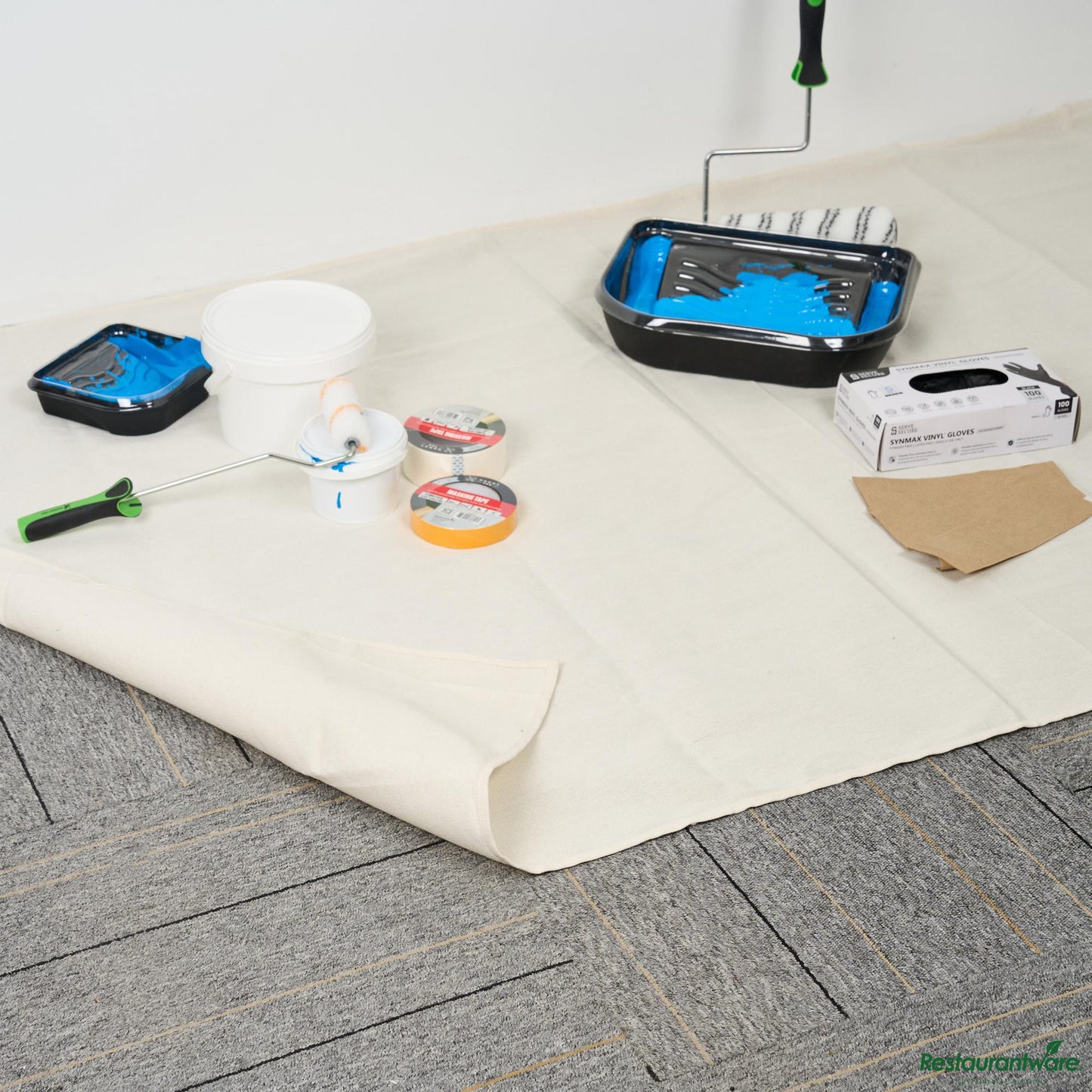 Wholesale Restaurantware White Cotton Canvas Drop Cloth - Heavy Weight - 48" X 144.1" X 0.03"- Bulk
