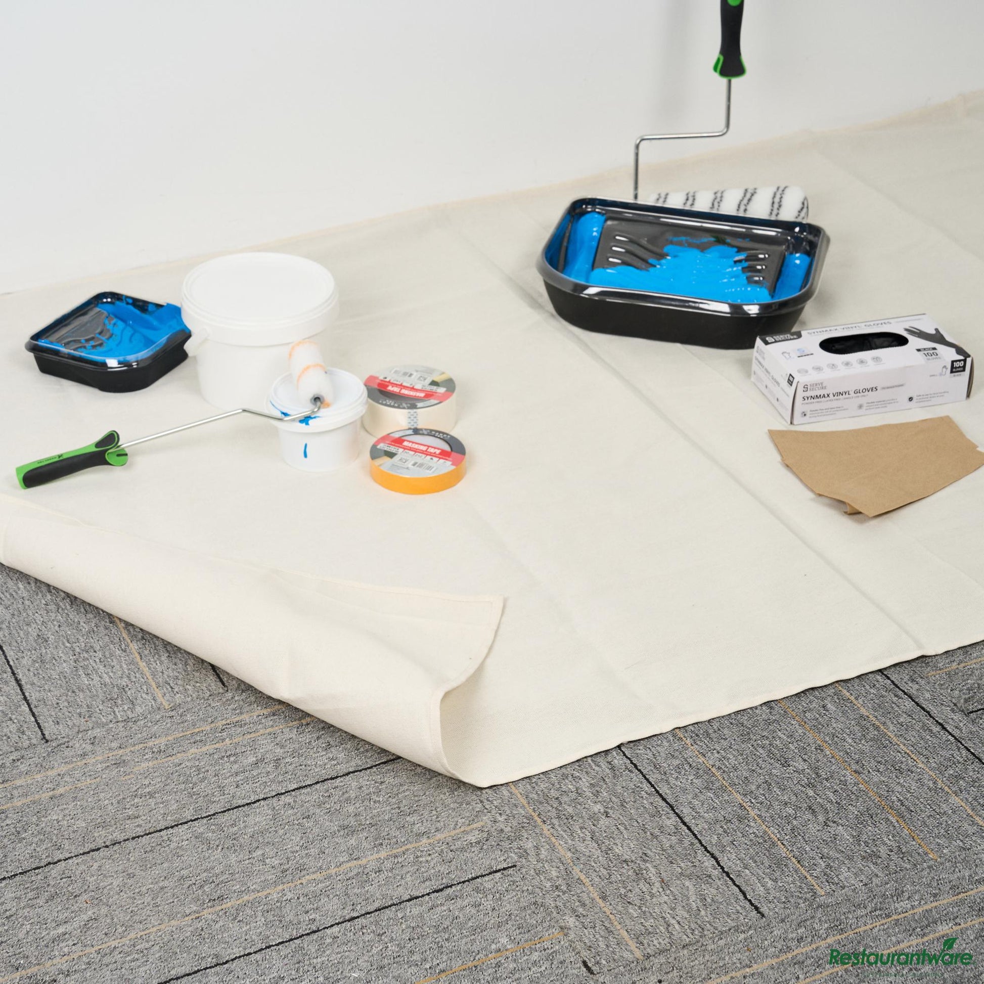 Wholesale Restaurantware White Cotton Canvas Drop Cloth - Heavy Weight - 48" X 144.1" X 0.03"- Bulk