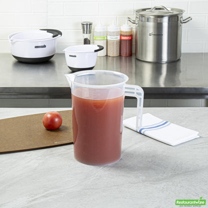 Wholesale Restaurantware 4 Qt Clear Plastic Measuring Cup-7.6" X 5.7" X 10"- Bulk