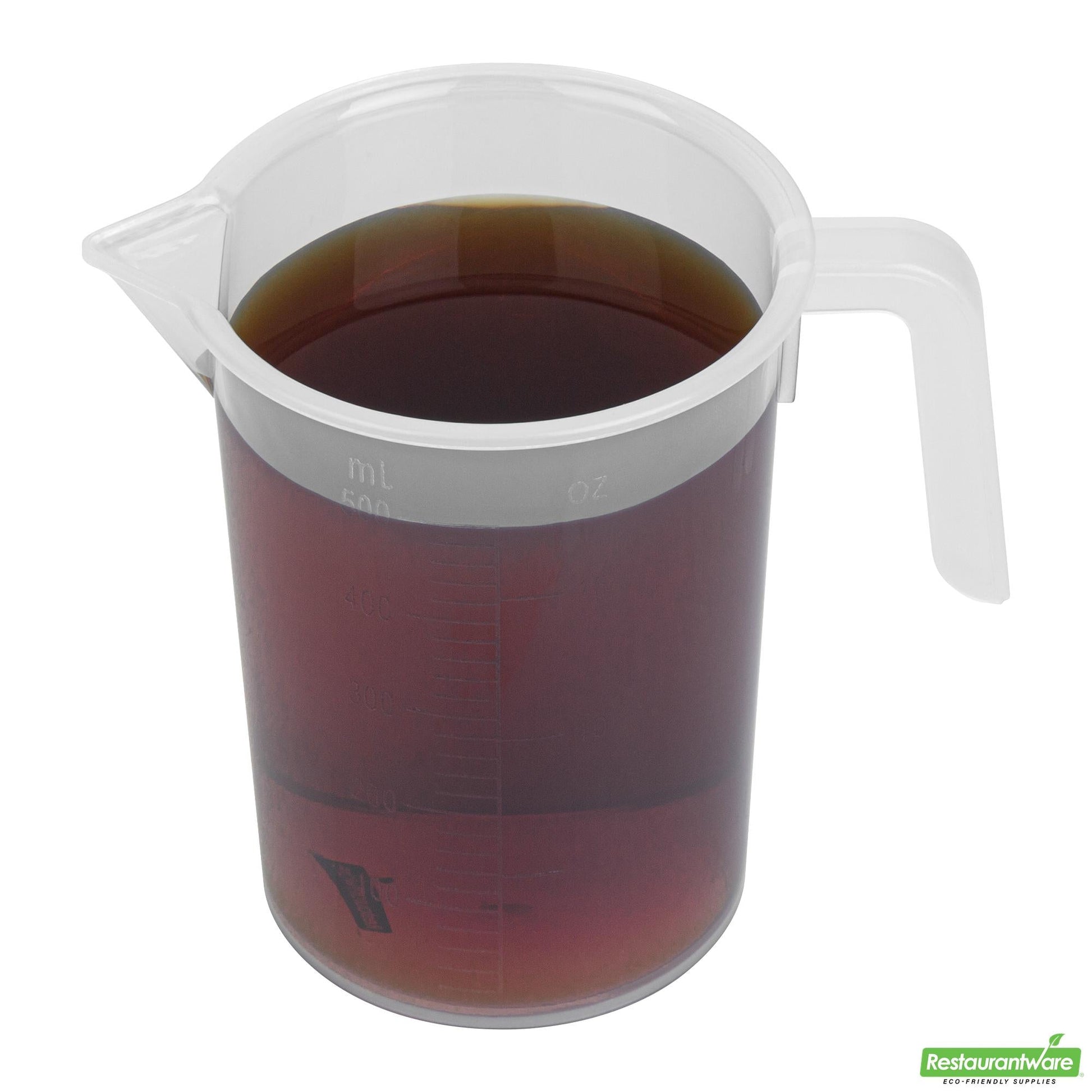 Wholesale Restaurantware 16 Oz Clear Plastic Measuring Cup - 4 1/4" X 3 1/2" X 5" - 10 Count Box- Bulk