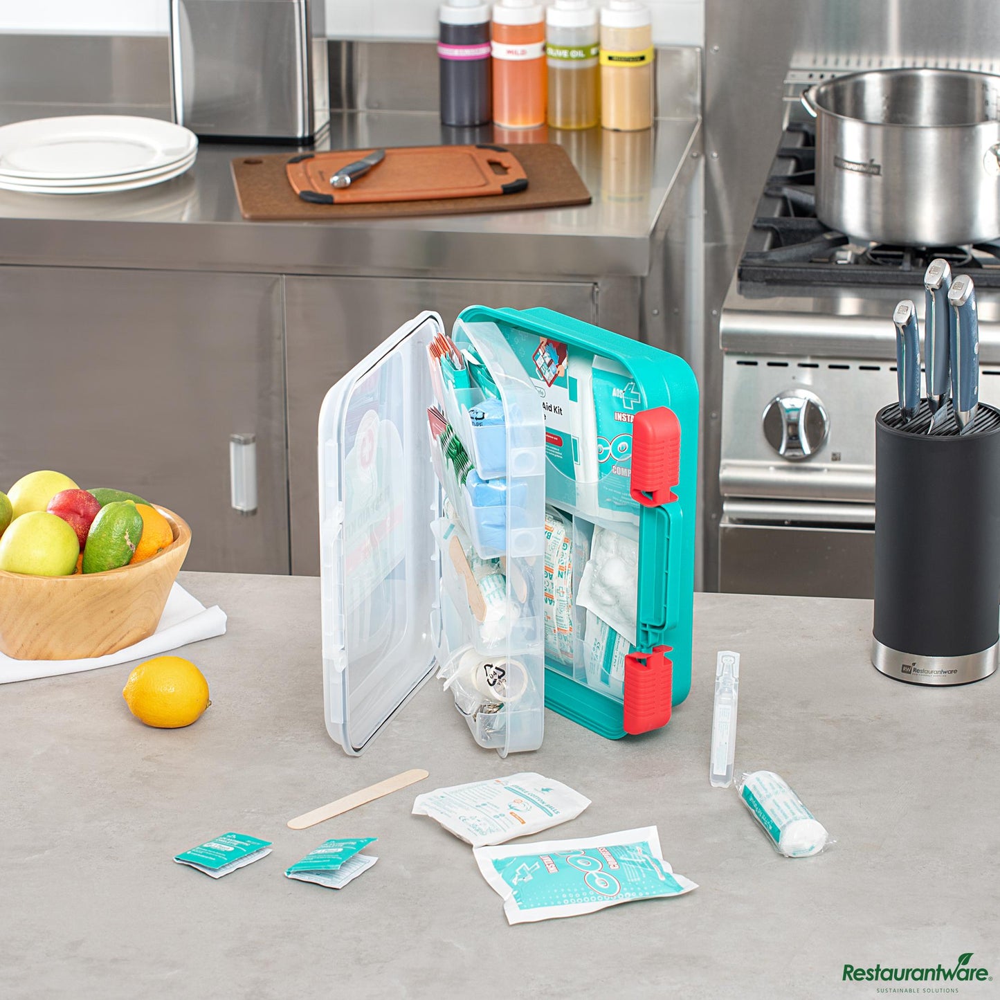 Wholesale Restaurantware 100-Person Class a First Aid Kit - 420 Piece, Wall Mountable - 13" X 11" X 3.5"- Bulk