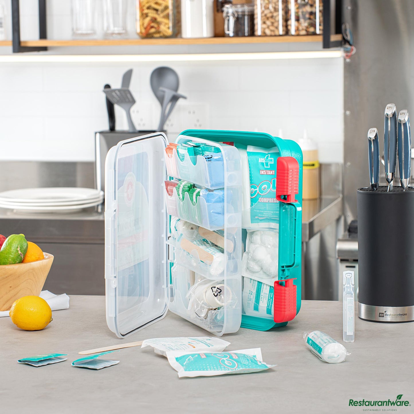 Wholesale Restaurantware 100-Person Class a First Aid Kit - 420 Piece, Wall Mountable - 13" X 11" X 3.5"- Bulk
