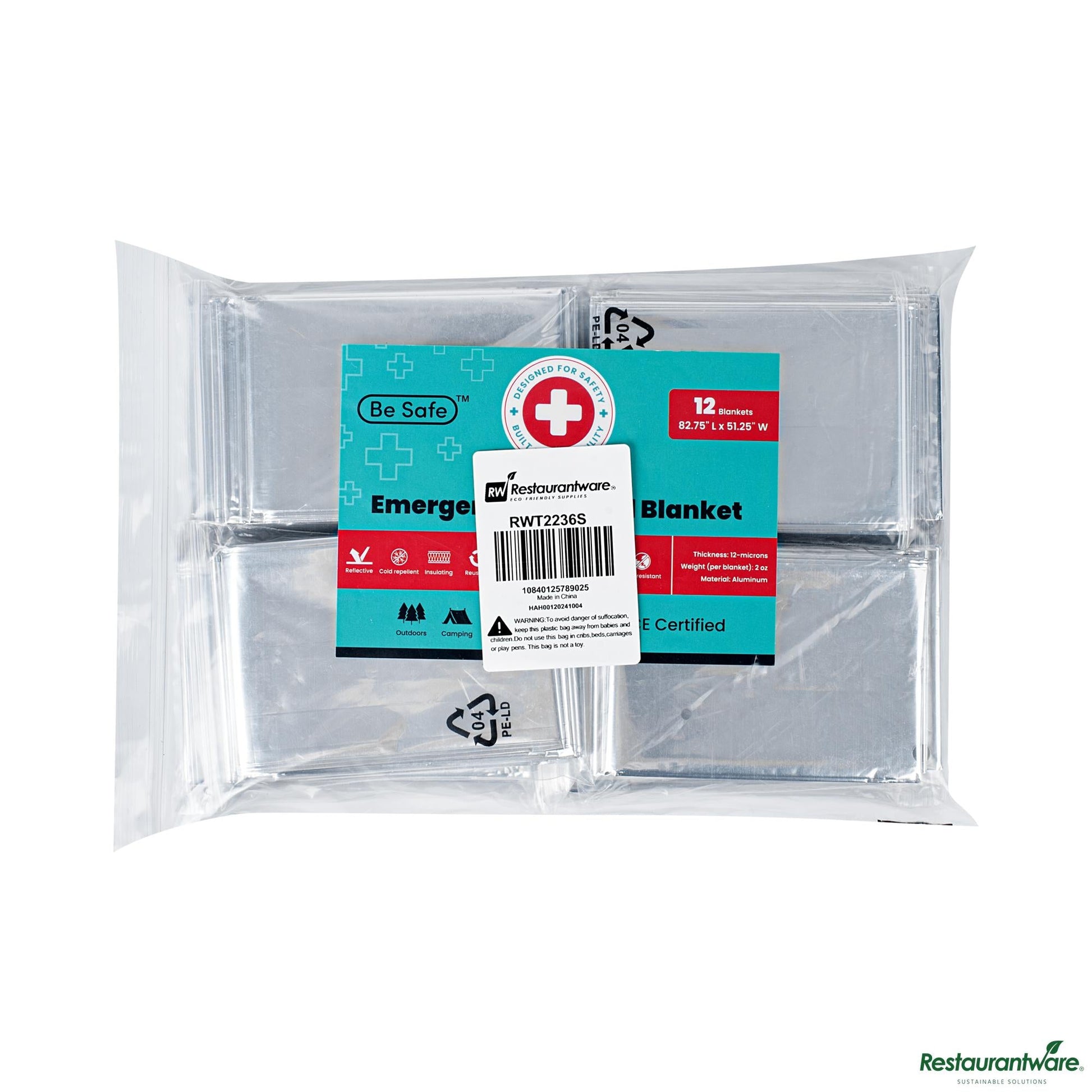 Wholesale Restaurantware Emergency Thermal Blanket - 82.7" X 51.2" X 0.1"- Bulk