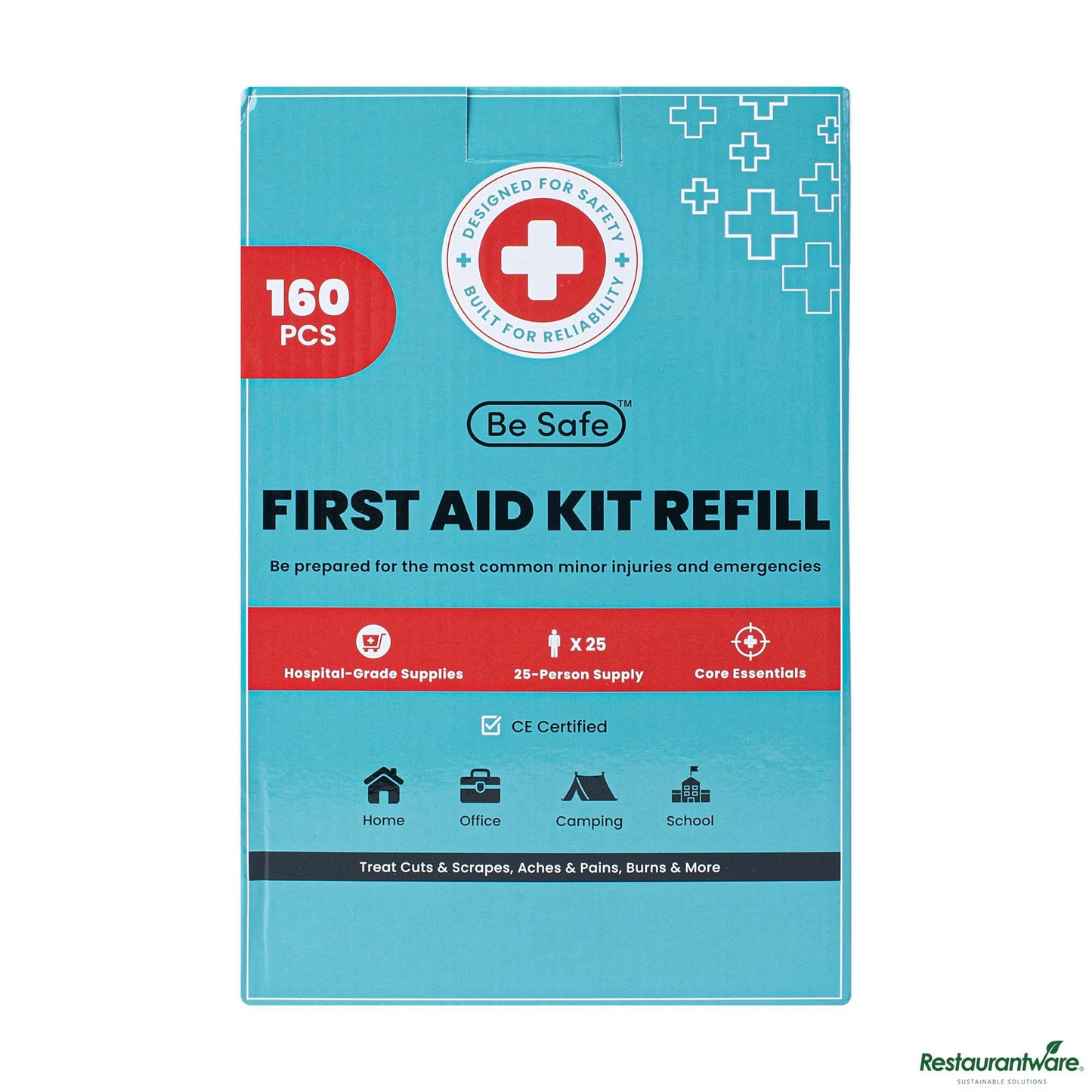 Wholesale Restaurantware 25-Person First Aid Kit Refill - 160 Piece - 13.4" X 8" X 3.9"- Bulk