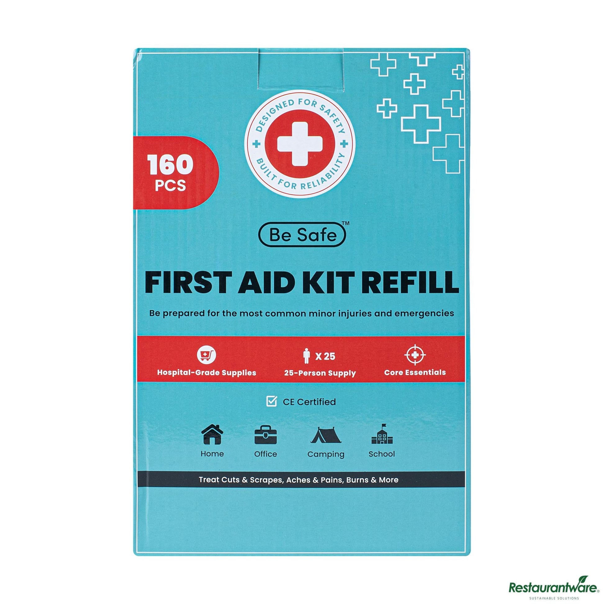 Wholesale Restaurantware 25-Person First Aid Kit Refill - 160 Piece - 13.4" X 8" X 3.9"- Bulk
