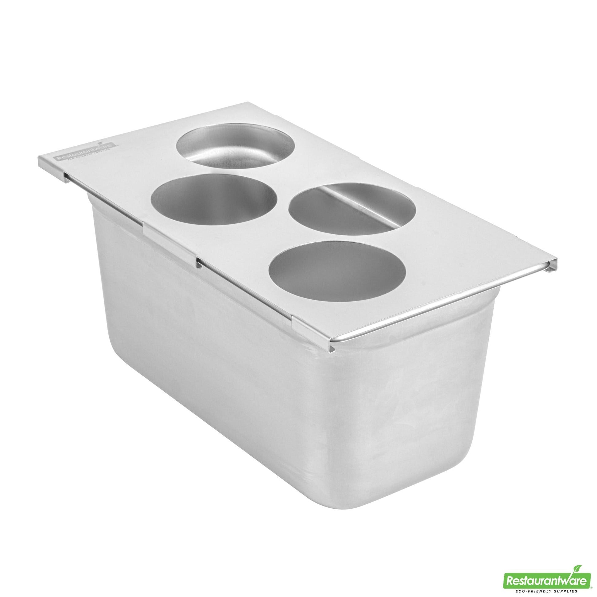 Wholesale Restaurantware Four Hole Stainless Steel Squeeze Bottle Holder Top - 12.8" X 7.1" X 0.4"- Bulk