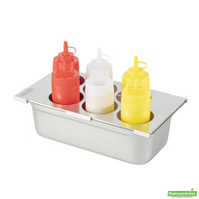 Wholesale Restaurantware Six Hole Stainless Steel Squeeze Bottle Holder Top - 12.8" X 7.1" X 0.4"- Bulk