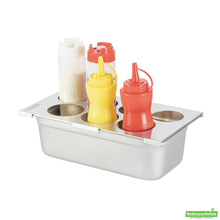 Wholesale Restaurantware Seven Hole Stainless Steel Squeeze Bottle Holder Top - 12.8" X 7.1" X 0.4"- Bulk