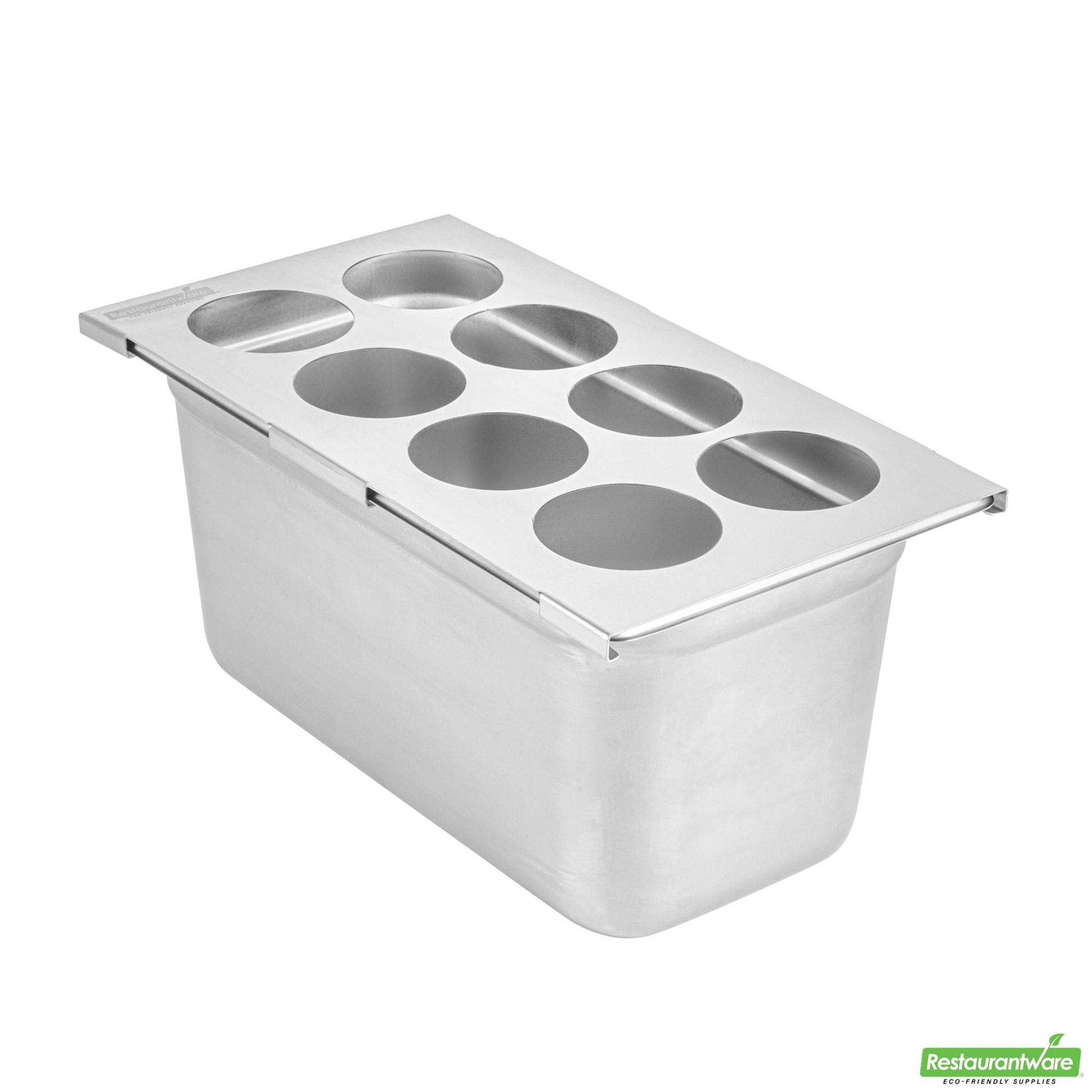 Wholesale Restaurantware Eight Hole Stainless Steel Squeeze Bottle Holder Top - 12.8" X 7.1" X 0.4"- Bulk