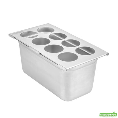 Wholesale Restaurantware Eight Hole Stainless Steel Squeeze Bottle Holder Top - 12.8" X 7.1" X 0.4"- Bulk