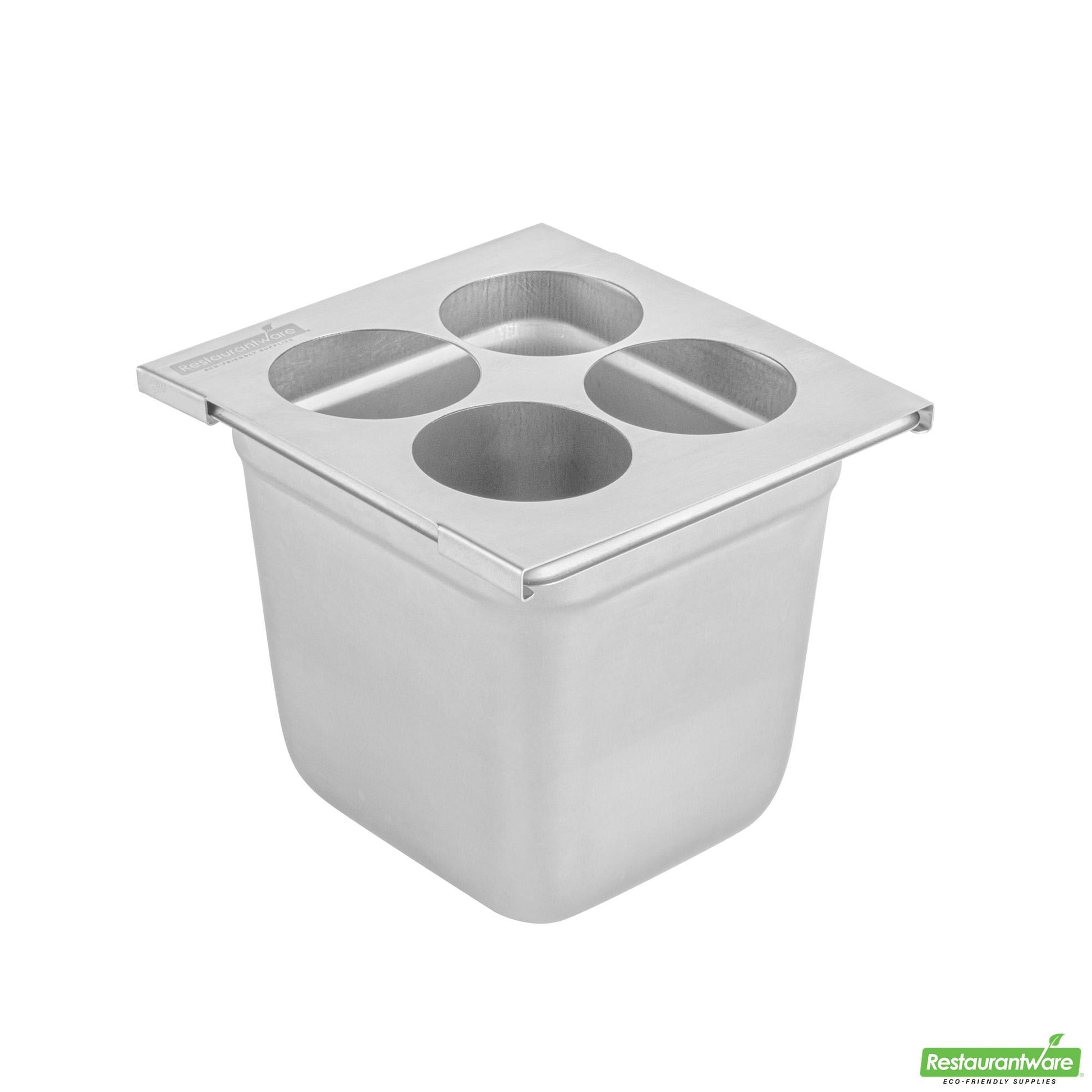 Wholesale Restaurantware Four Hole Stainless Steel Squeeze Bottle Holder Top - 6.3" X 7.1" X 0.4"- Bulk