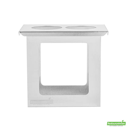 Wholesale Restaurantware Two Hole Stainless Steel Squeeze Bottle Holder - 7" X 4.5" X 6.3"- Bulk