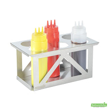 Wholesale Restaurantware Six Hole Stainless Steel Squeeze Bottle Holder - 12.8" X 7.1" X 6.3"- Bulk