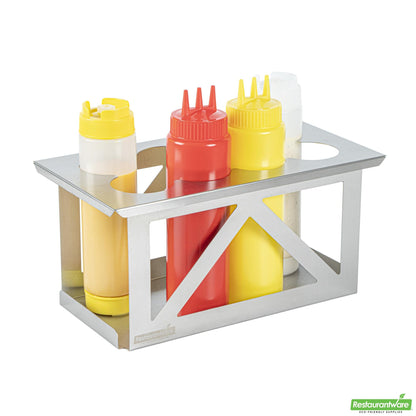 Wholesale Restaurantware Eight Hole Stainless Steel Squeeze Bottle Holder - 12.8" X 7.1" X 6.3"- Bulk