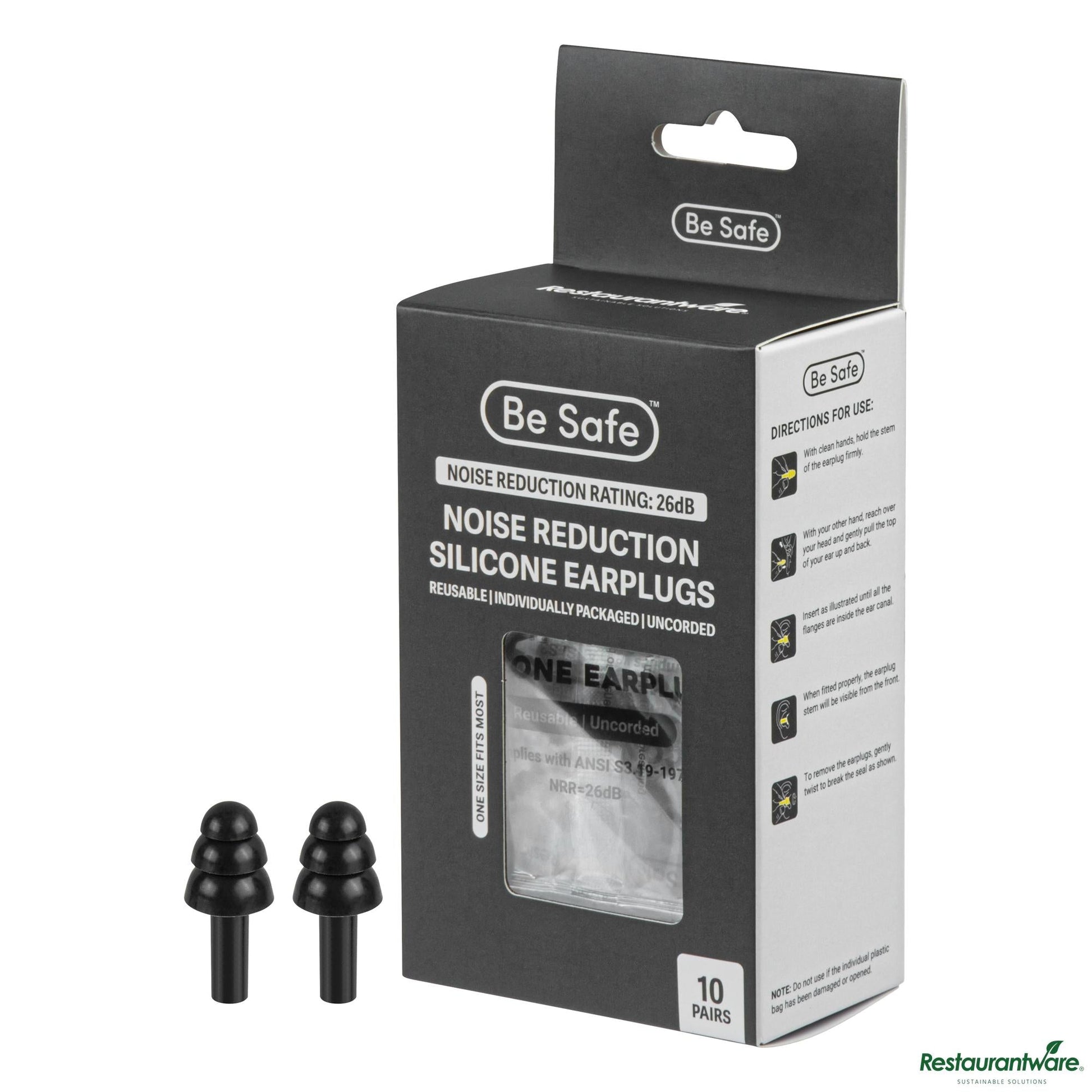Wholesale Restaurantware Black Silicone Uncorded Earplugs - 1.3" X 0.5" X 0.5"- Bulk