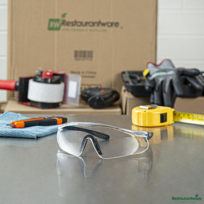 Wholesale Restaurantware Safety Glasses - Anti-Fog, Black with Clear Lens - 6.1" X 6.3" X 2"- Bulk