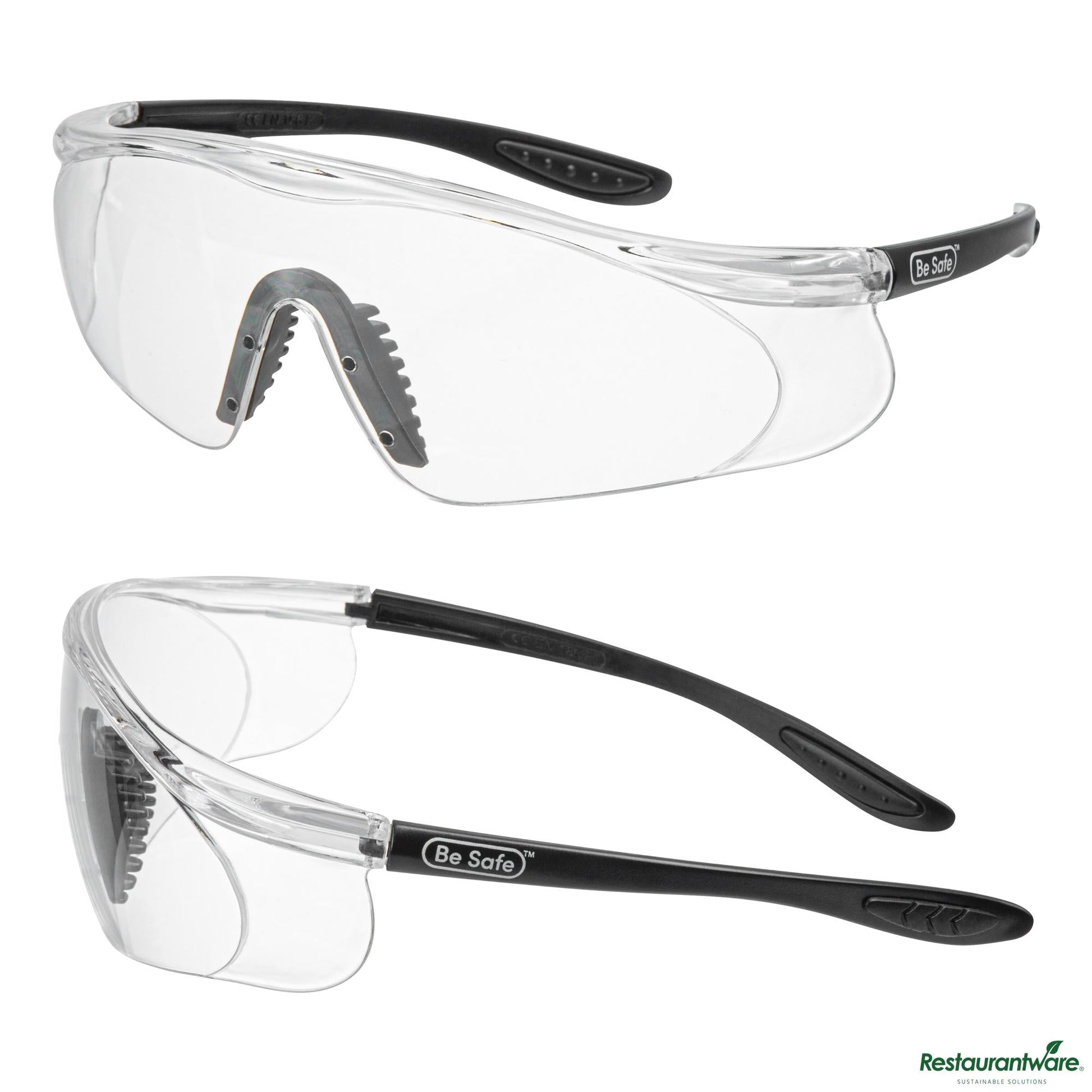 Wholesale Restaurantware Safety Glasses - Anti-Fog, Black with Clear Lens - 6.1" X 6.3" X 2"- Bulk
