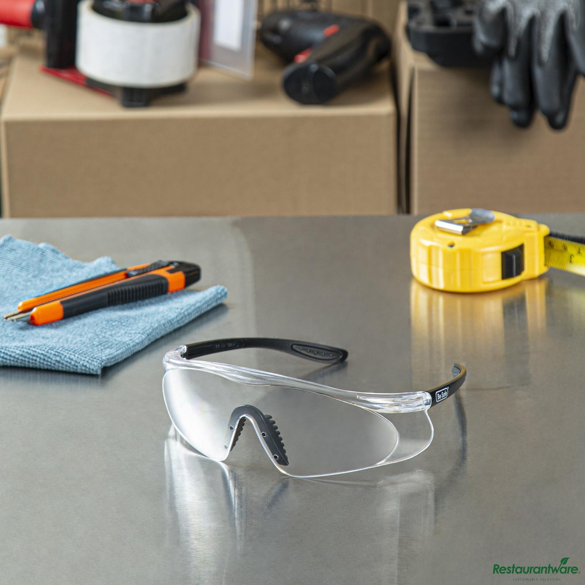 Wholesale Restaurantware Safety Glasses - Anti-Fog, Black with Clear Lens - 6.1" X 6.3" X 2"- Bulk