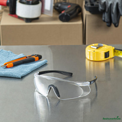 Wholesale Restaurantware Safety Glasses - Anti-Fog, Black with Clear Lens - 6.1" X 6.3" X 2"- Bulk