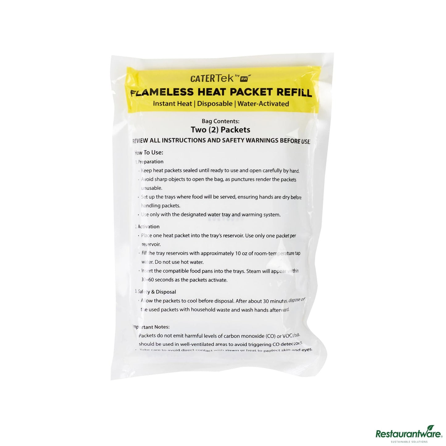Wholesale Restaurantware 100g Flameless Disposable Heat Packet Refill - 7.9"×4.3"×0.4"- Bulk
