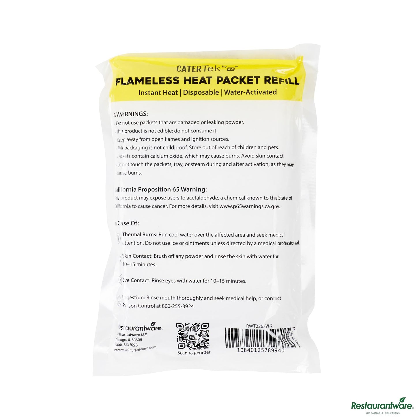 Wholesale Restaurantware 100g Flameless Disposable Heat Packet Refill - 7.9"×4.3"×0.4"- Bulk