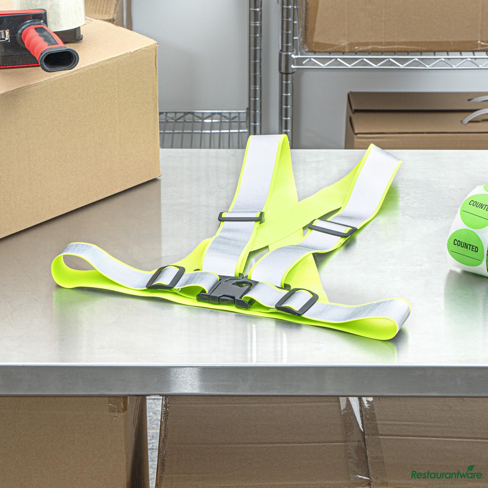 Wholesale Restaurantware Lime High Visibility Safety Suspenders - 1.57" Wide Reflective Tape - 20.1" X 20.9" X 0.4"- Bulk