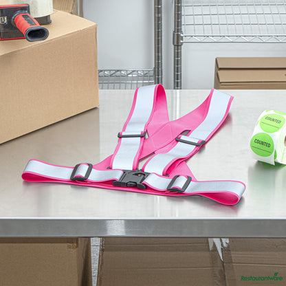 Wholesale Restaurantware Pink High Visibility Safety Suspenders - 1.57" Wide Reflective Tape - 20.1" X 20.9" X 0.4"- Bulk