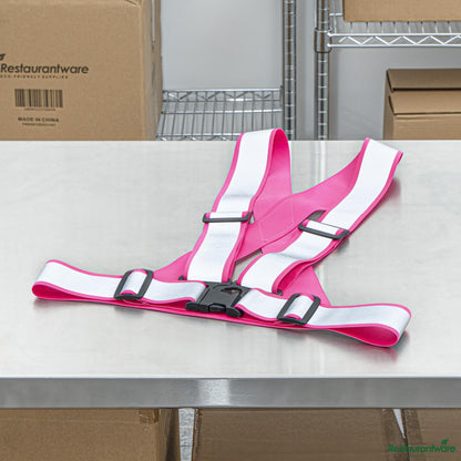 Wholesale Restaurantware Pink High Visibility Safety Suspenders - 1.57" Wide Reflective Tape - 20.1" X 20.9" X 0.4"- Bulk