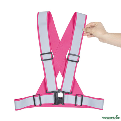 Wholesale Restaurantware Pink High Visibility Safety Suspenders - 1.57" Wide Reflective Tape - 20.1" X 20.9" X 0.4"- Bulk