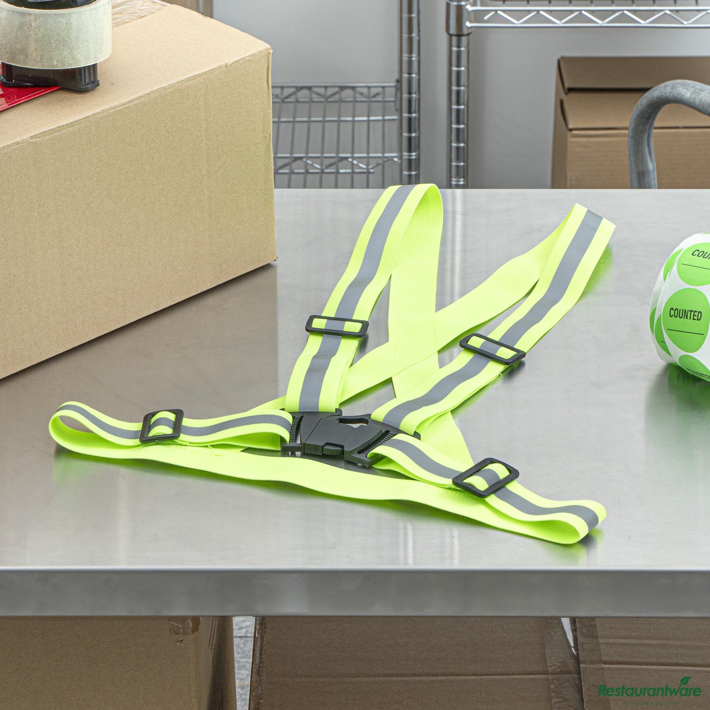 Wholesale Restaurantware Lime High Visibility Safety Suspenders - 0.59" Wide Reflective Tape - 20.1" X 20.9" X 0.4"- Bulk