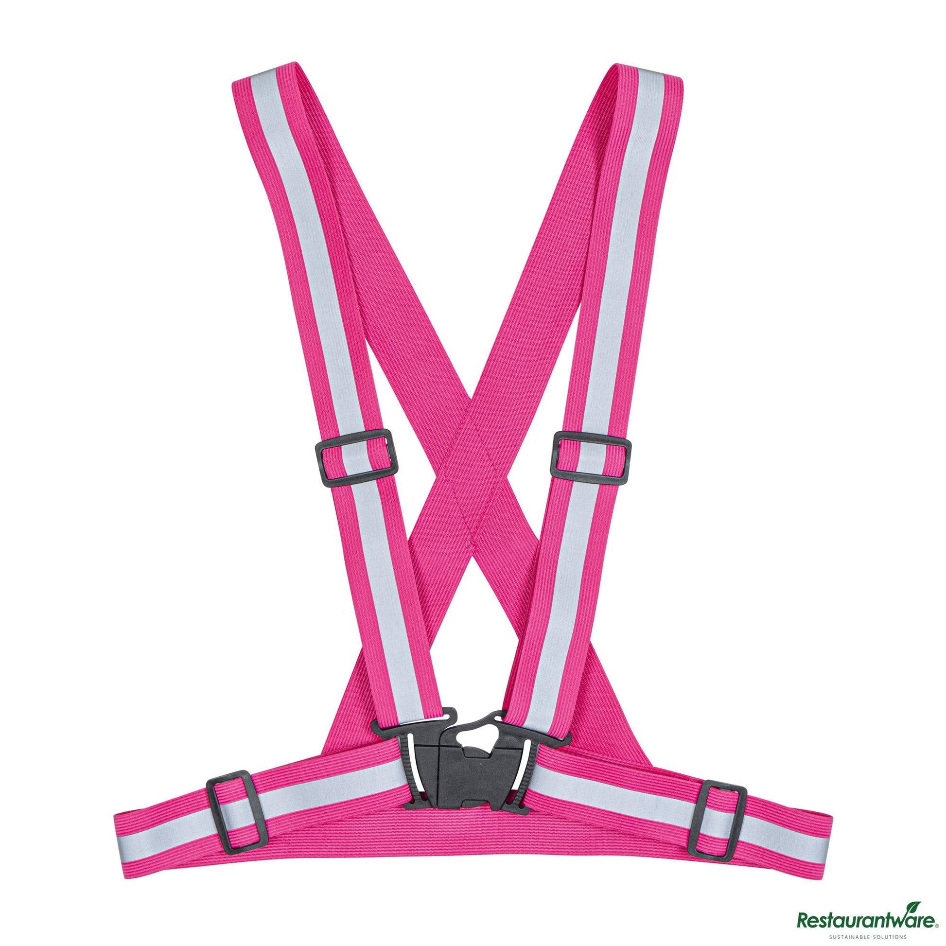 Wholesale Restaurantware Pink High Visibility Safety Suspenders - 0.59" Wide Reflective Tape - 20.1" X 20.9" X 0.4"- Bulk