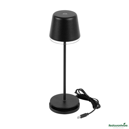 Wholesale Restaurantware Matte Black Cordless Rechargeable Table Lamp - 3"×3"×9.8"- Bulk